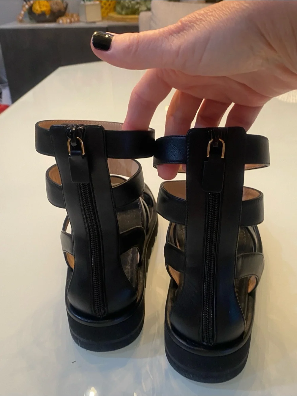 Stuart Weitzman Black Leather Gladiator Platform Sandals - Size 7 B (NWOT)